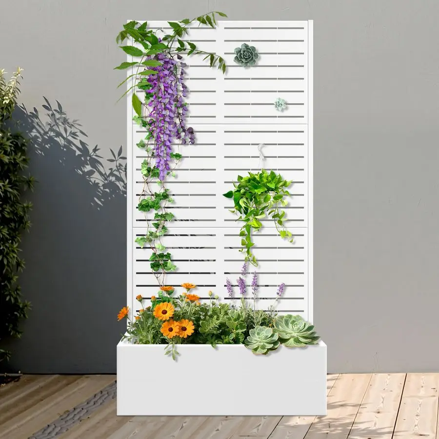 

Metal Raised Garden Bed with Trellis, Metal Planter Box with Trellis, Garden Box for Climbing Plants Vegetable, 35 Lx16 Wx71 H G