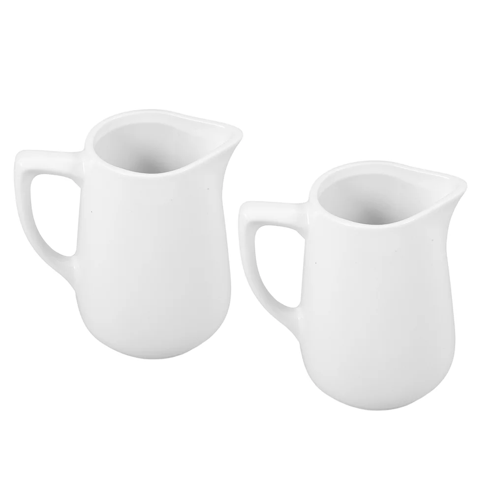 

2 Pcs Espresso Ground Coffee Ceramic Milk Jug Creamer Container Mini Pitcher White
