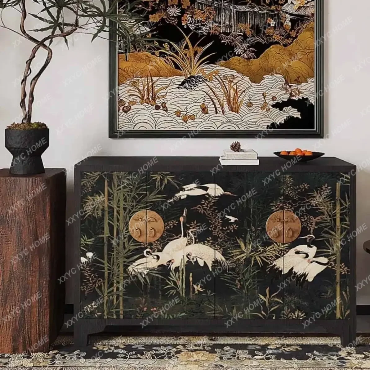 XX D Chinese-style storage hand-painted side cabinet with multiple doors