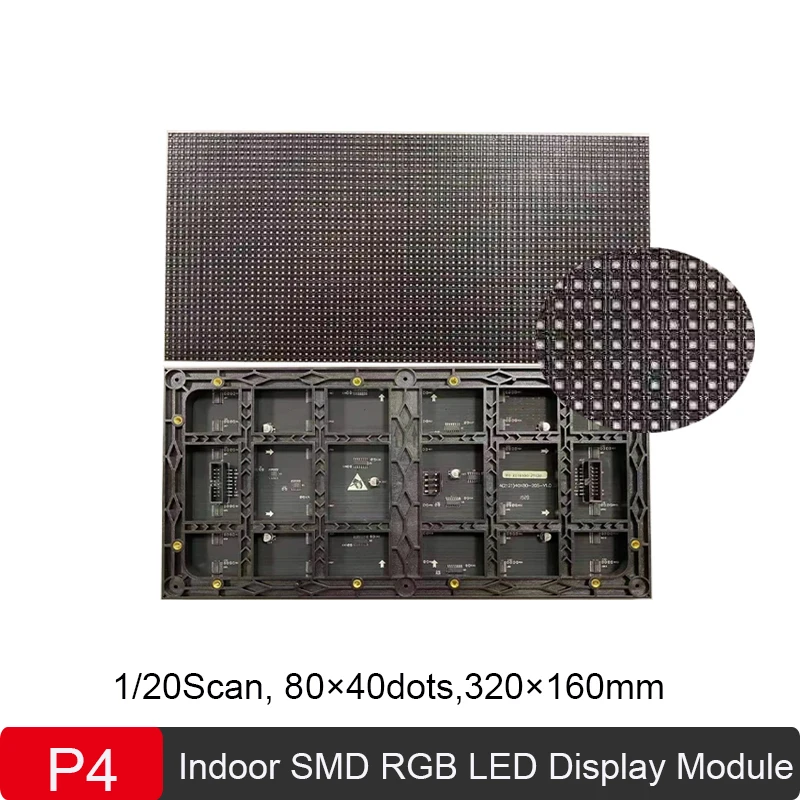 P4 Indoor RGB LED Screen Module 320*160mm 1/20Scan SMD2121 LED Advertisement Display Module  80*40dot LED Panel