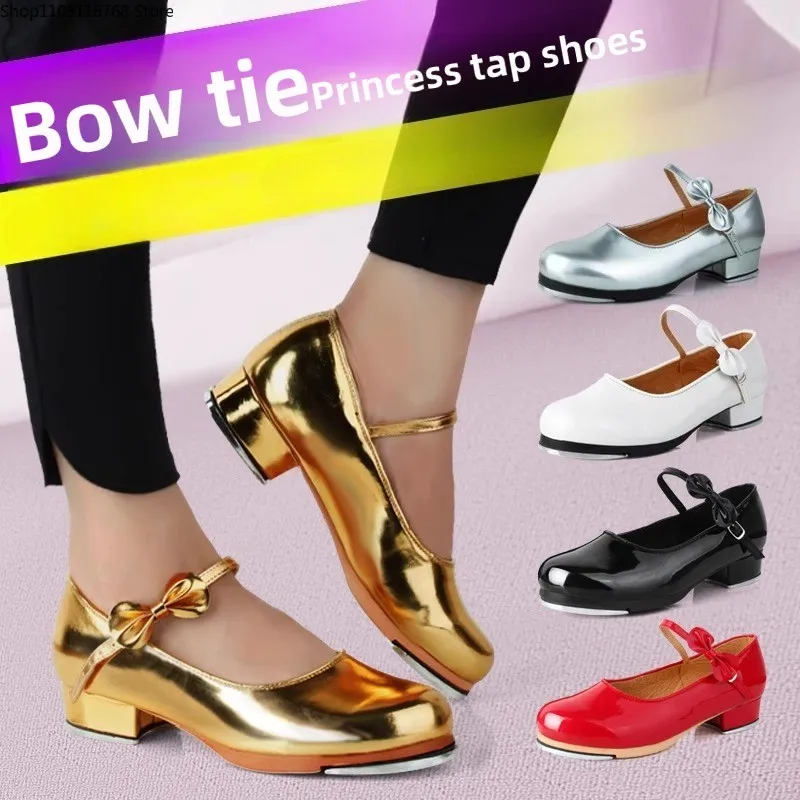 

Профессиональные женские туфли для танцев с галстуком-бабочкой, блестящая искусственная кожа на шнуровке в оксфордском стиле для тренировок на сцене
