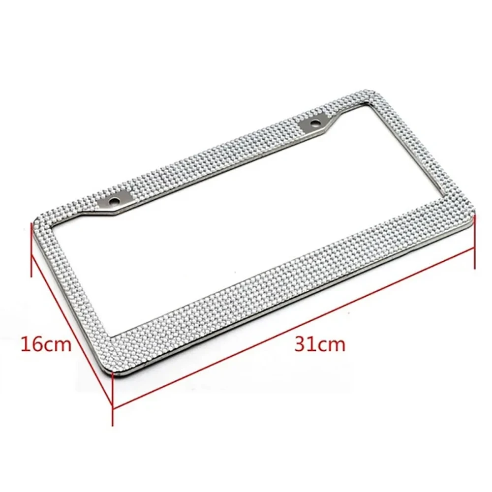2 قطعة عالية الجودة الفولاذ المقاوم للصدأ لامعة كريستال إطار لوحة الرخصة 31*16 سنتيمتر الولايات المتحدة سيارة الماس لوحة ترخيص غطاء إطاري حامل #5
