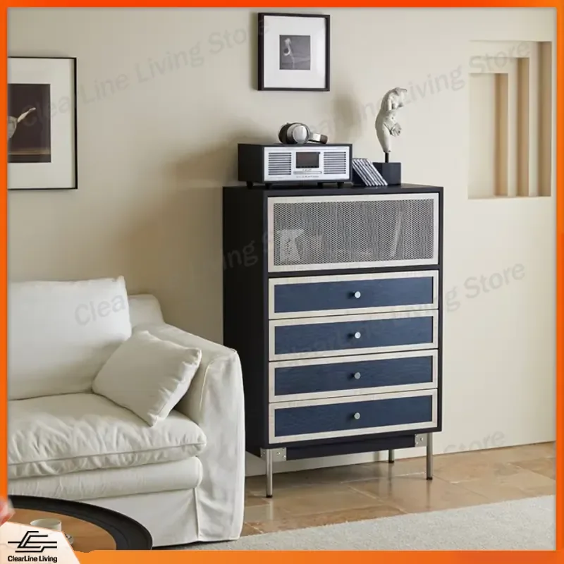 Solid Wood Shoe Cabinet 5 Drawer Storage Organizer with Copper Mesh Window Elegant Entryway Bedroom Furniture Modern Home