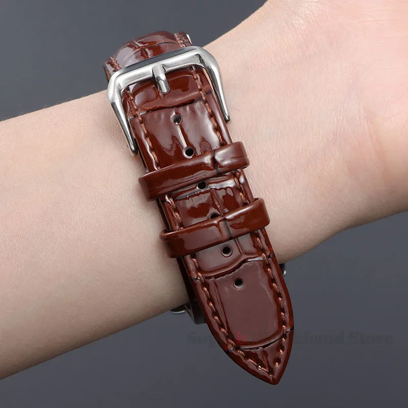 Кожаный ремешок для часов, ремешок для умных часов 12/14/16/18/19/20/21/22 мм, универсальный браслет для Seiko, ремень с пряжкой, аксессуары для часов