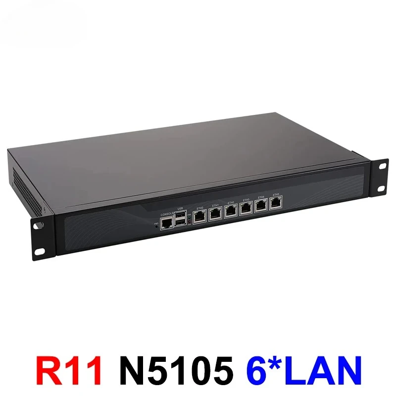 ไฟร์วอลล์ Partaker pfSense 1U ใช้ Intel Celeron N5105 พร้อมเราเตอร์ 6 พอร์ต Intel i226-V 2.5G LAN รองรับ 2xDDR4 มินิพีซี 2xUSB VGA COM รองรับ OPNsense และ ESXi
