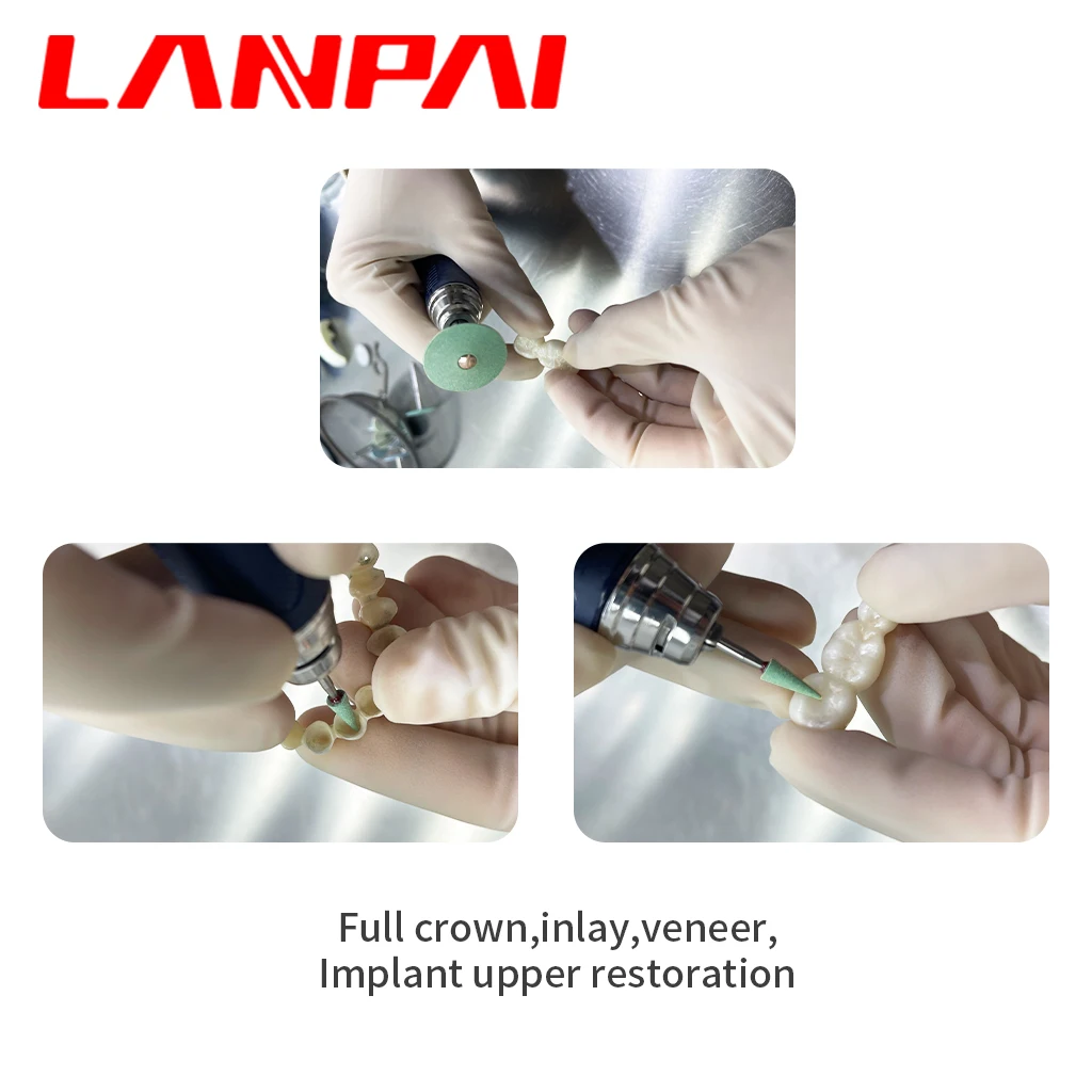 lanpai Dental Lab Zirconia Porcelain lithium disilicate Polishing Head Ceramic Diamond Grinding kit HP Dentistry Material Drill