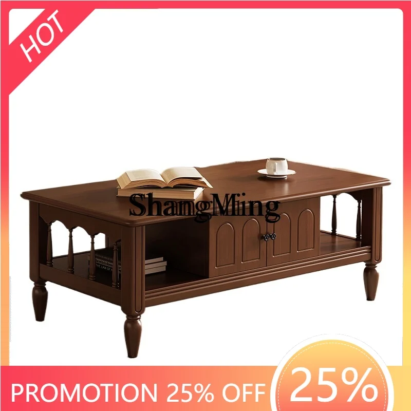 

ZYY household high value solid wood coffee table home creative antique retro living room sofa small coffee table