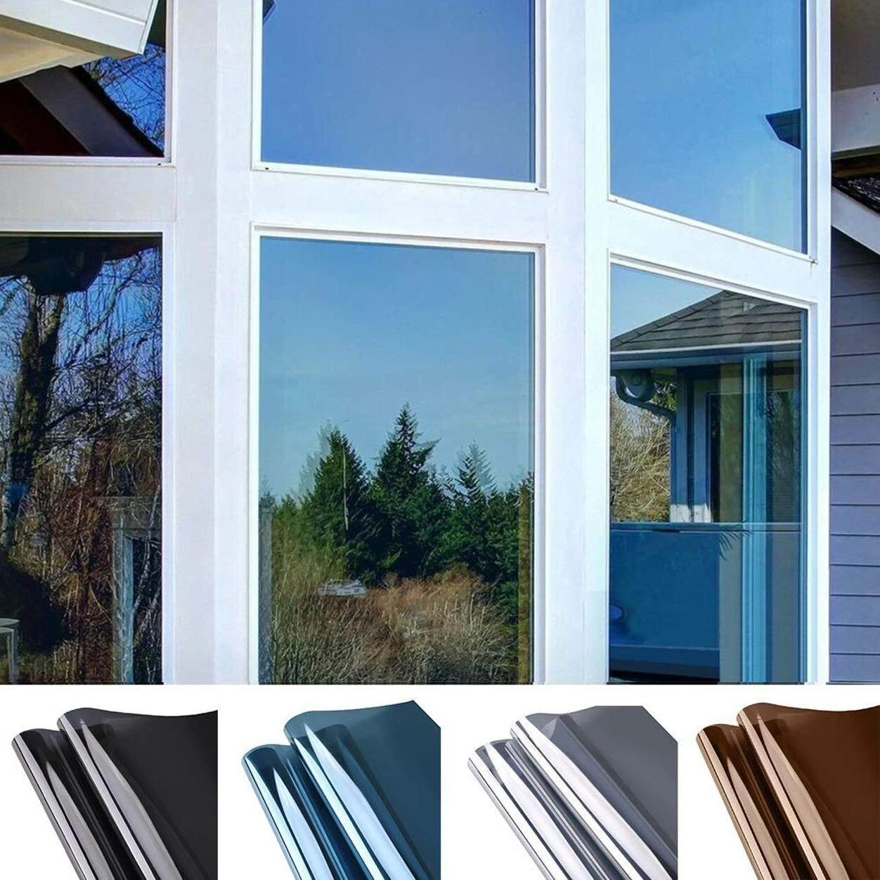 1pc Sun-Blocking Window Film – Mirror Privacy, UV & Heat Shield, Decorative Adhesive for Bathrooms, Bedrooms, Offices