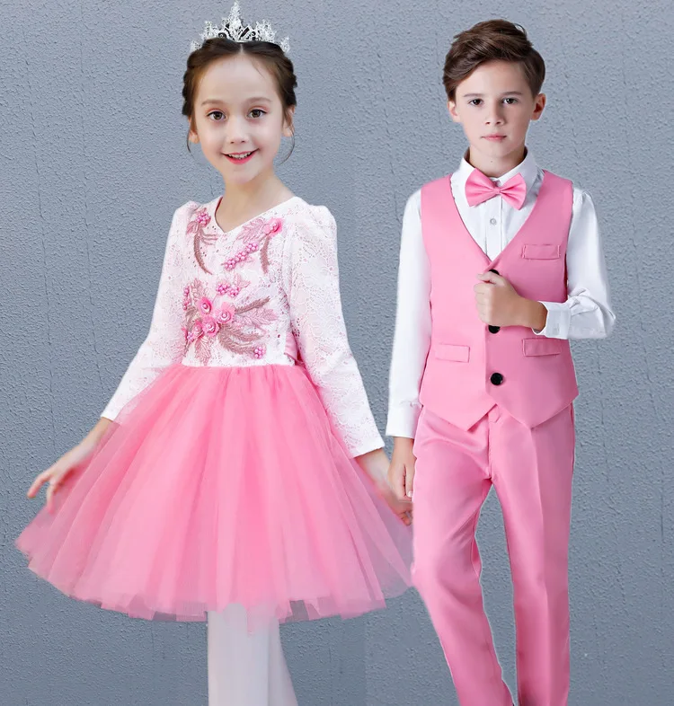 Kindergarten primary school students poetry recital, boys and girls dance performance costumes