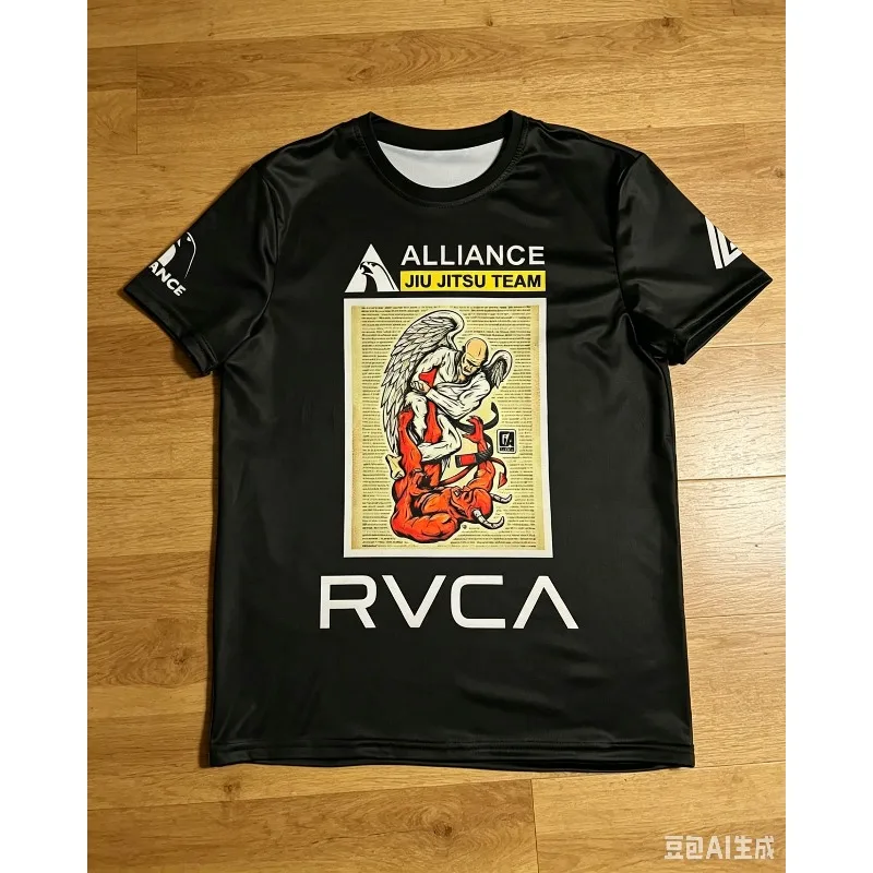 2026 New Brazilian Jiu-Jitsu Angel Submission Theme Anti-Abrasion Shirt, High-Elastic Quick-Drying Fabric Men's Training T-Shirt