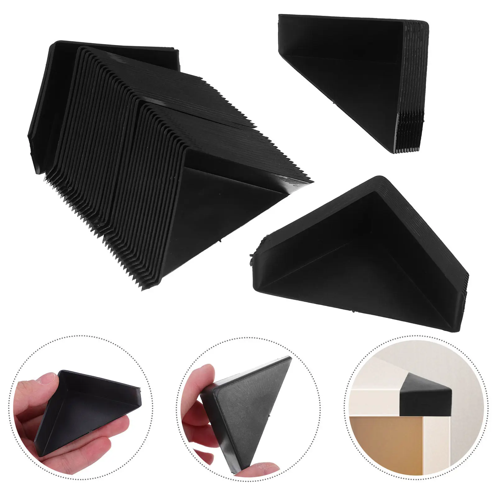 

200Pcs Black Plastic Corner Protectors High Strength Frame Bumpers for Shipping Moving Picture Frames Wood Furniture Packing