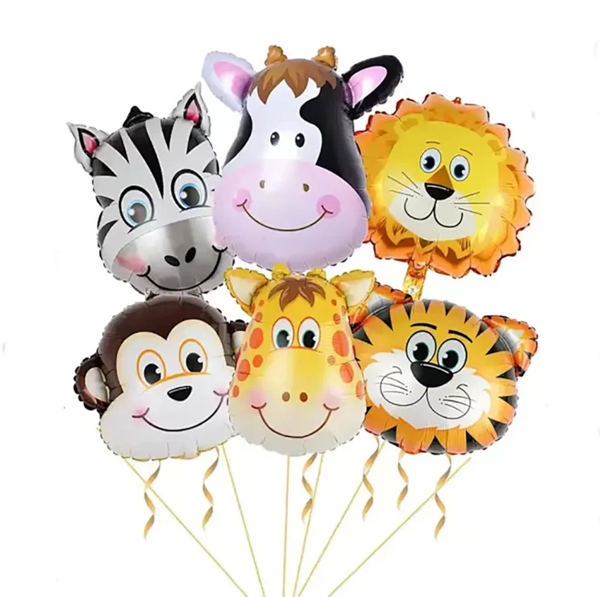 6 teile/satz 16 zoll Mini Tier Kopf Folienballon Wald Tiger Löwe Zebra Ballon JungleWild Tier Thema Geburtstag Party Dekoration – Detail 14