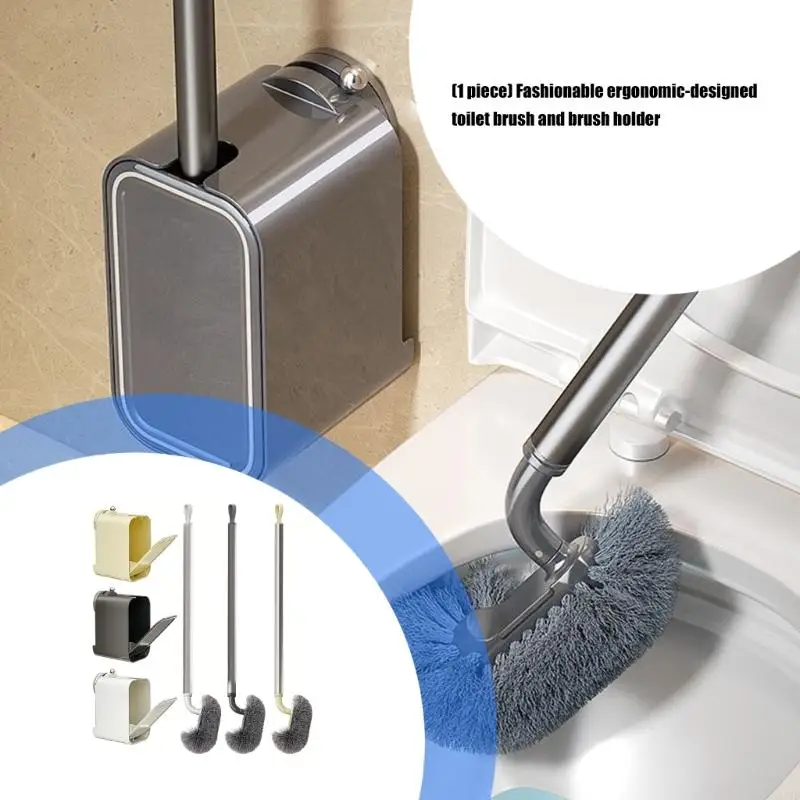 

Ergonomic Toilet Brush with Automatic Opening Holder Simple Installs for Easy Cleaning & Stylish Bathroom Decors M4YD
