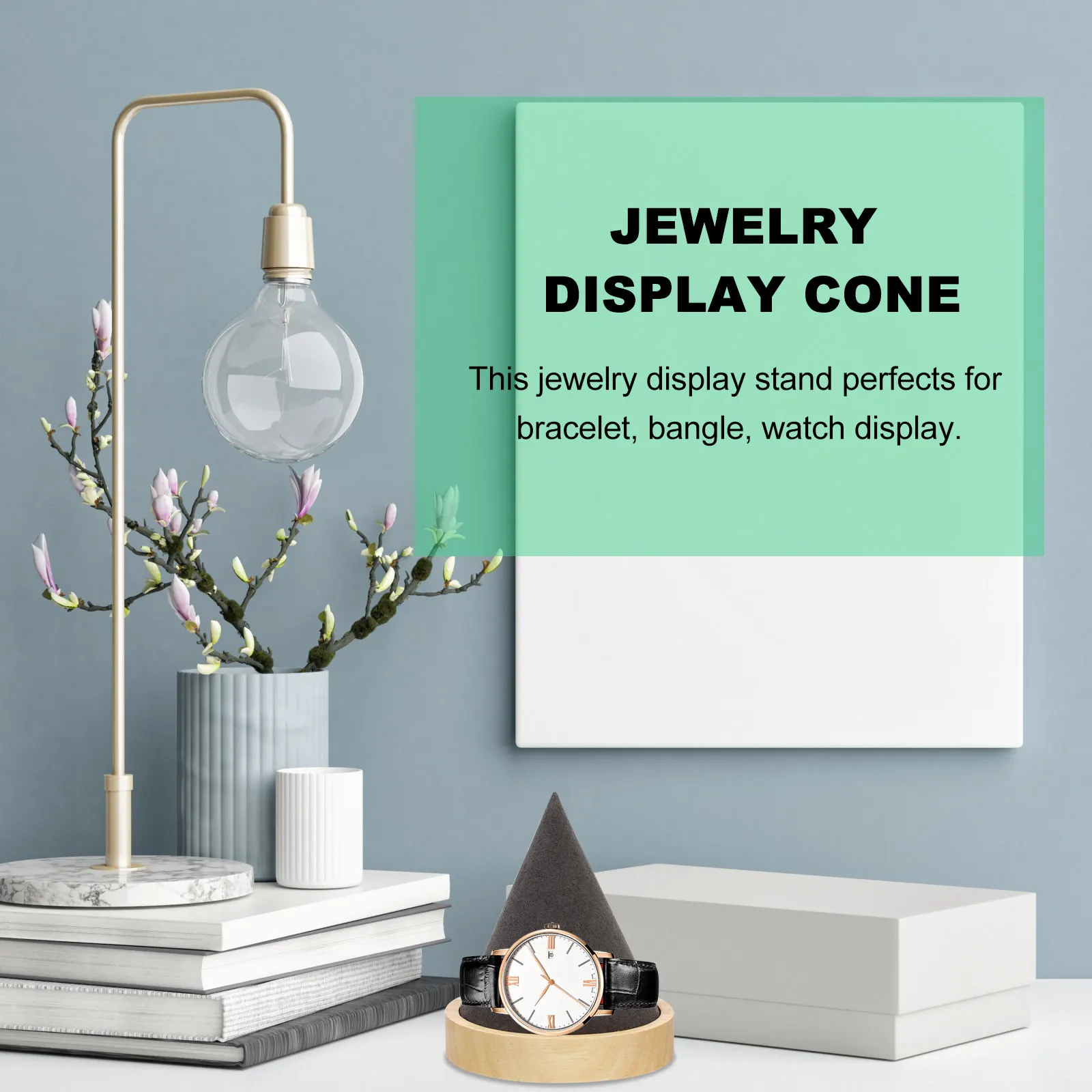 

Cone Shape Wooden Jewelry Display Stand Made of Premium Solid Wood Perfect for Bracelets Bangles Watches Rings Home Store