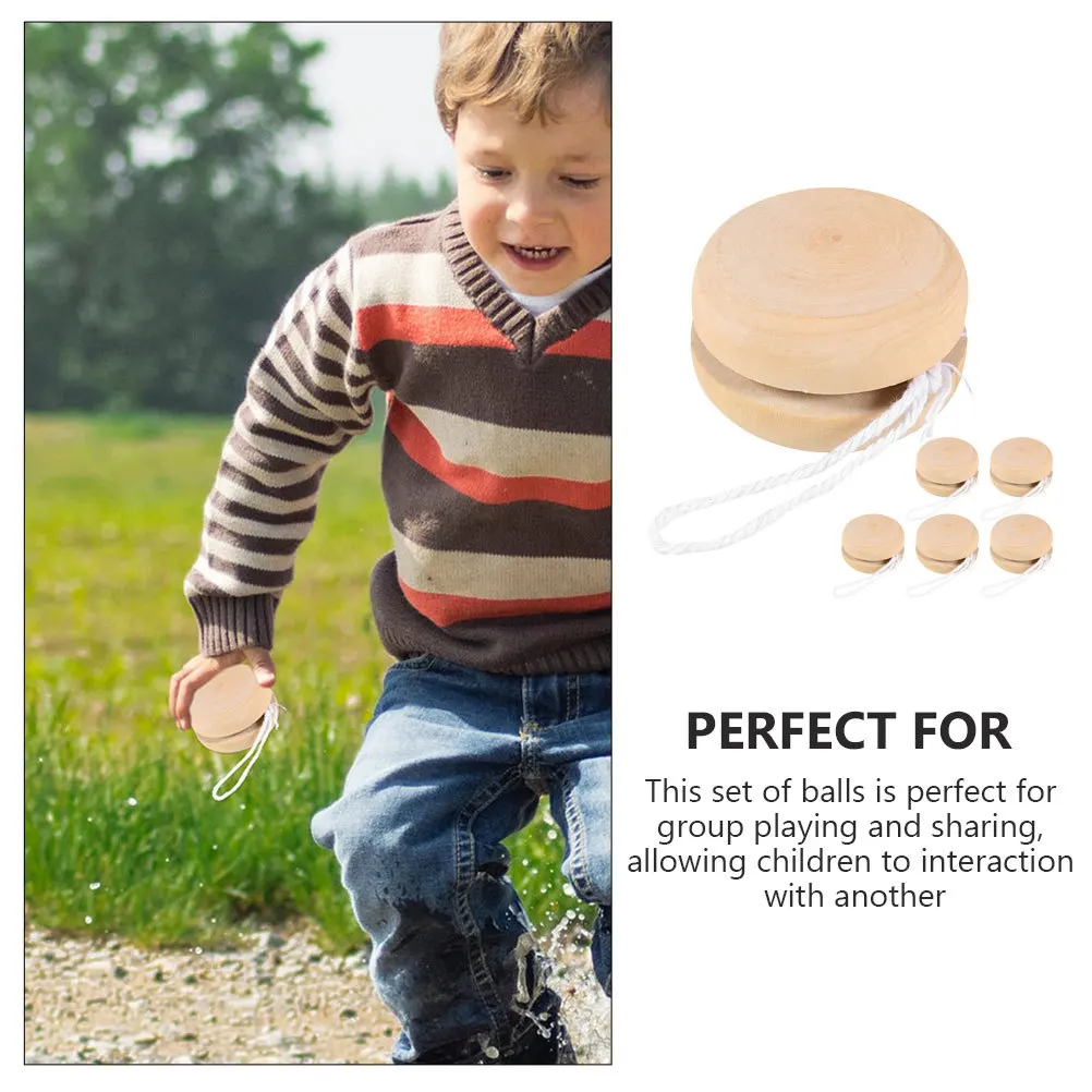 6 個の木製 DIY グラフィティヨーヨーボール未完成ナチュラルカラー手描きおもちゃヨーヨーボール