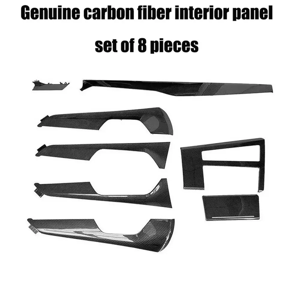 Premium Real Carbon Fiber Interior Trim Kit For Audi A6 S6 A7 S7 C8 2019-2026 | Full 8-Piece Center Console Dashboard Cover Set