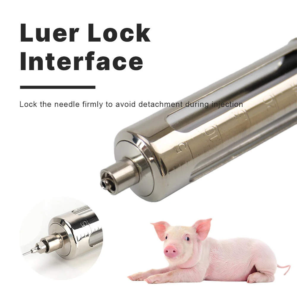 50ml Stainless Steel Continuous Injection Adjustable Veterinary Long Arm Syringe for Cattle