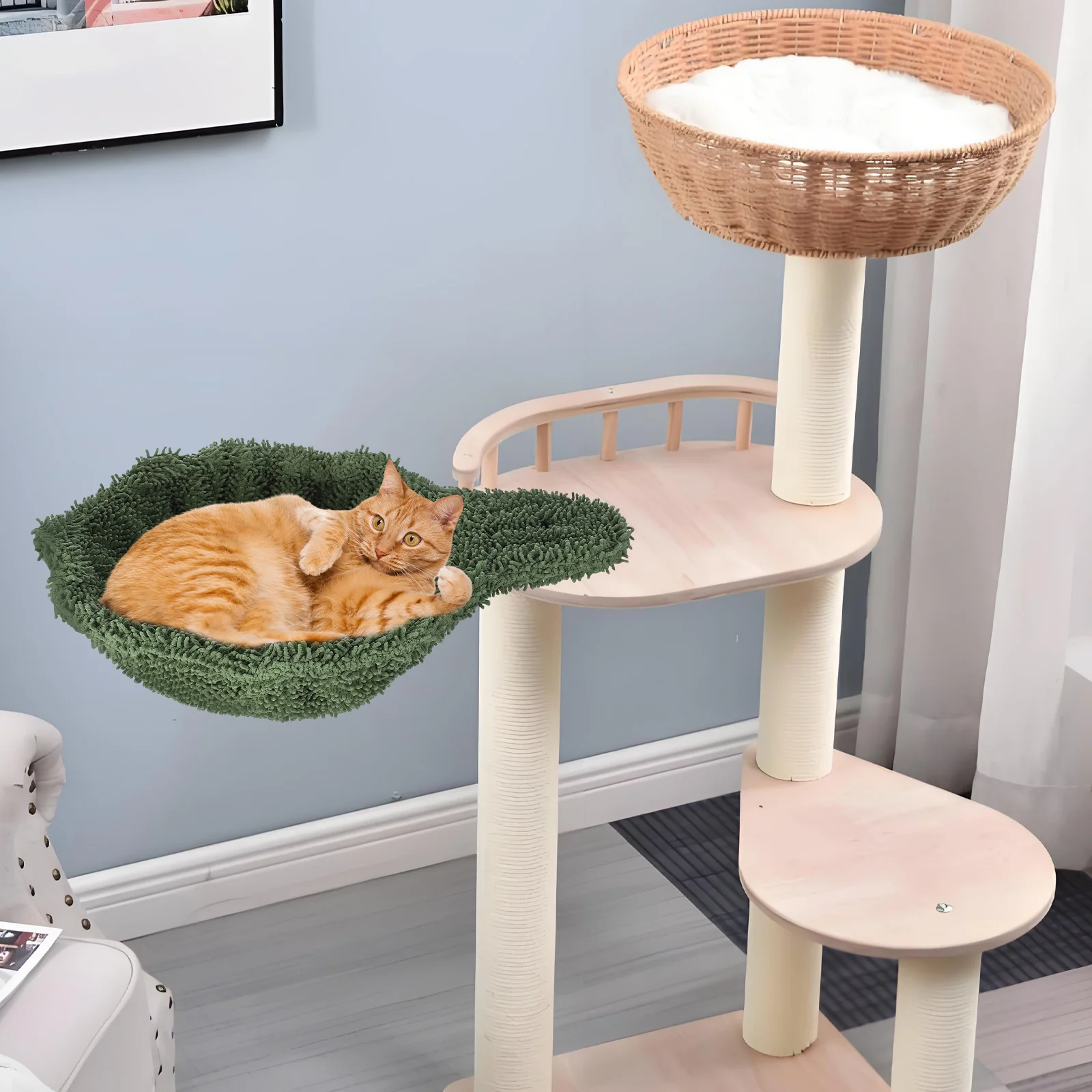 

Cat Tree Accessory Sturdy Flannel Steel Cat Climbing Nest Replacement Part Pet Hanging Bed Elegant Design for Home Decor