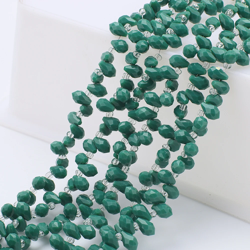 95 Stück/Set 5x8mm Grüne Seitenloch-Wassertropfen Kristallglas Lose Perlen Birnenform DIY Schmuckherstellung Armbänder Halsketten Ohrringe