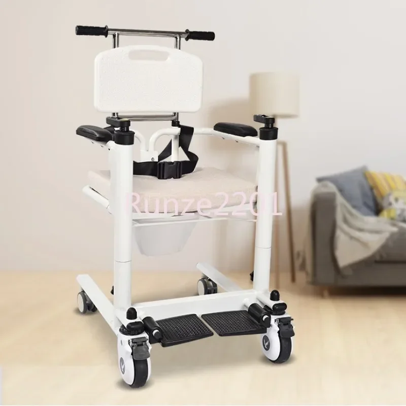 Multi-Functional Household Shift Machine Paralysis Elderly Care Vehicle Mover Hand-Cranked Adjustable Disabled Toilet Bath Chair