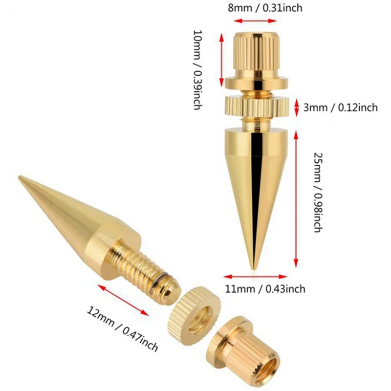 16 Pairs 6 X 36Mm Copper Speaker Spike Isolation Stand + Base Pad Feet Mat & 1 Set Gold-Plated Banana Plug Or Connector