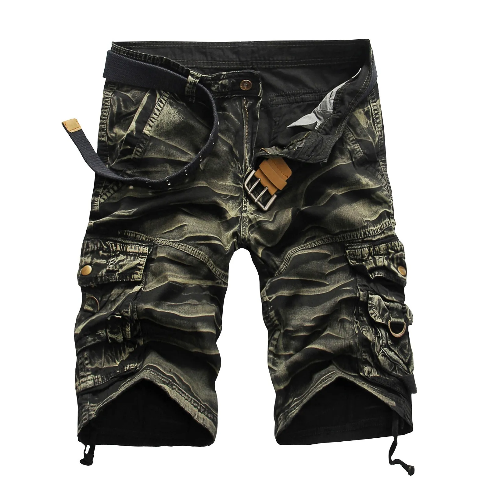 Short cargo multi-poches pour homme, short cargo décontracté sans ceinture, couleur unie, mode document, été