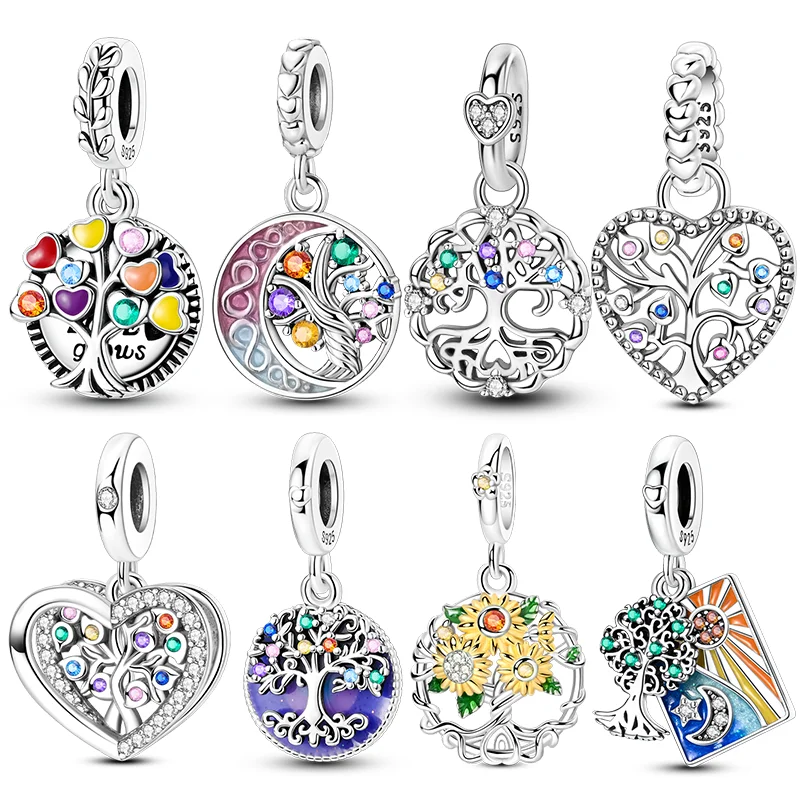 

925 Silver Tree of Life Series Charms Fit Original Bracelet Necklace Pendant Jewelry Women Gift