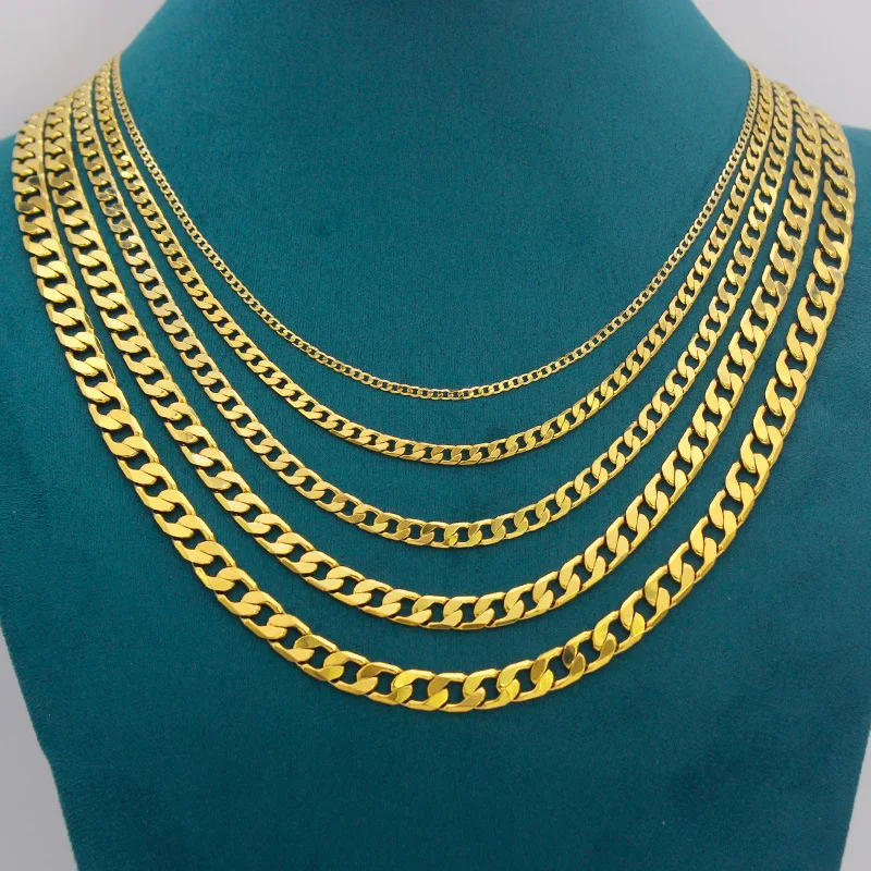 

Роскошная мужская и женская кубинская цепочка из чистого золота 24 карата 9999 пробы, ожерелье, цепочка для рта