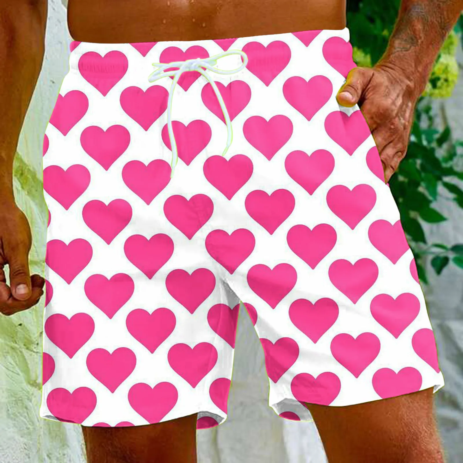 Love Heart 3D Print Beach Shorts Men's Swimwear Oversized Valentine's Day Board Pants Hawaiian Swimsuits Trunks Kids Clothing
