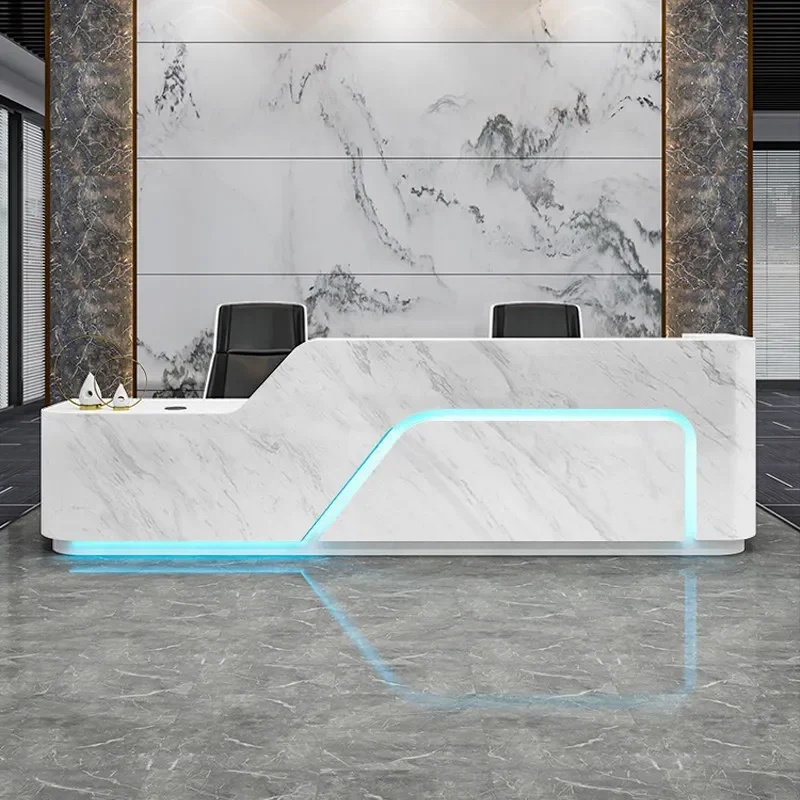 for Company Paint Front Desk Reception Desk Simple Modern Medical Beauty Salon Counter Marble Pattern Cashier Table Bar