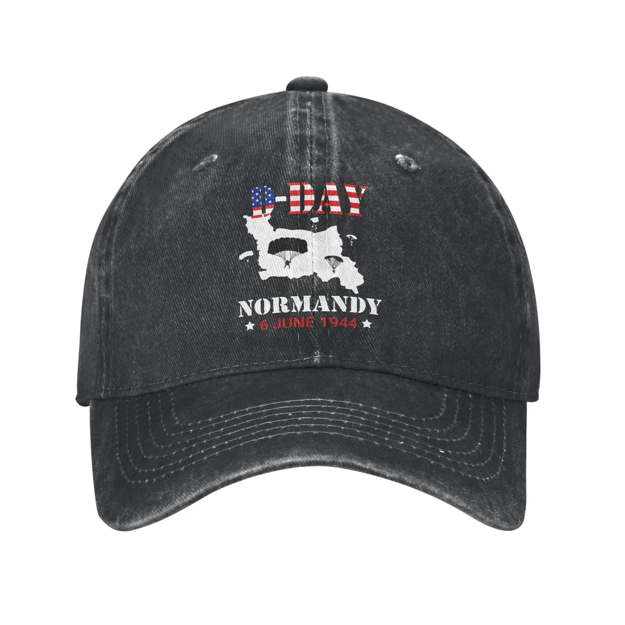 D-Day Normandy Landings Paratrooper Men Women Baseball Caps 1944 Distressed Washed Caps Hat Vintage Outdoor Summer Gift Headwear