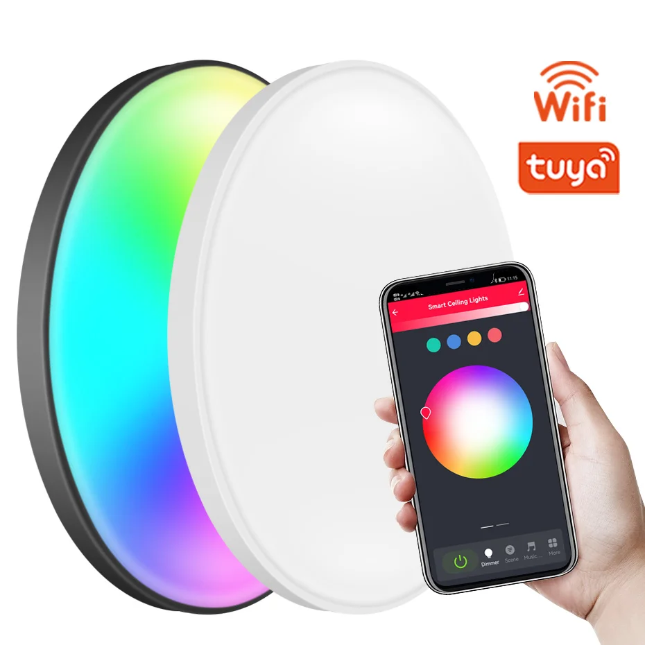 

LED Smart Ceiling Light 30W 110V 220V Tuya WiFi Control Indoor Lamp RGB+CW+WW Dimmable For Living Room Bedroom Kitchen Lighting