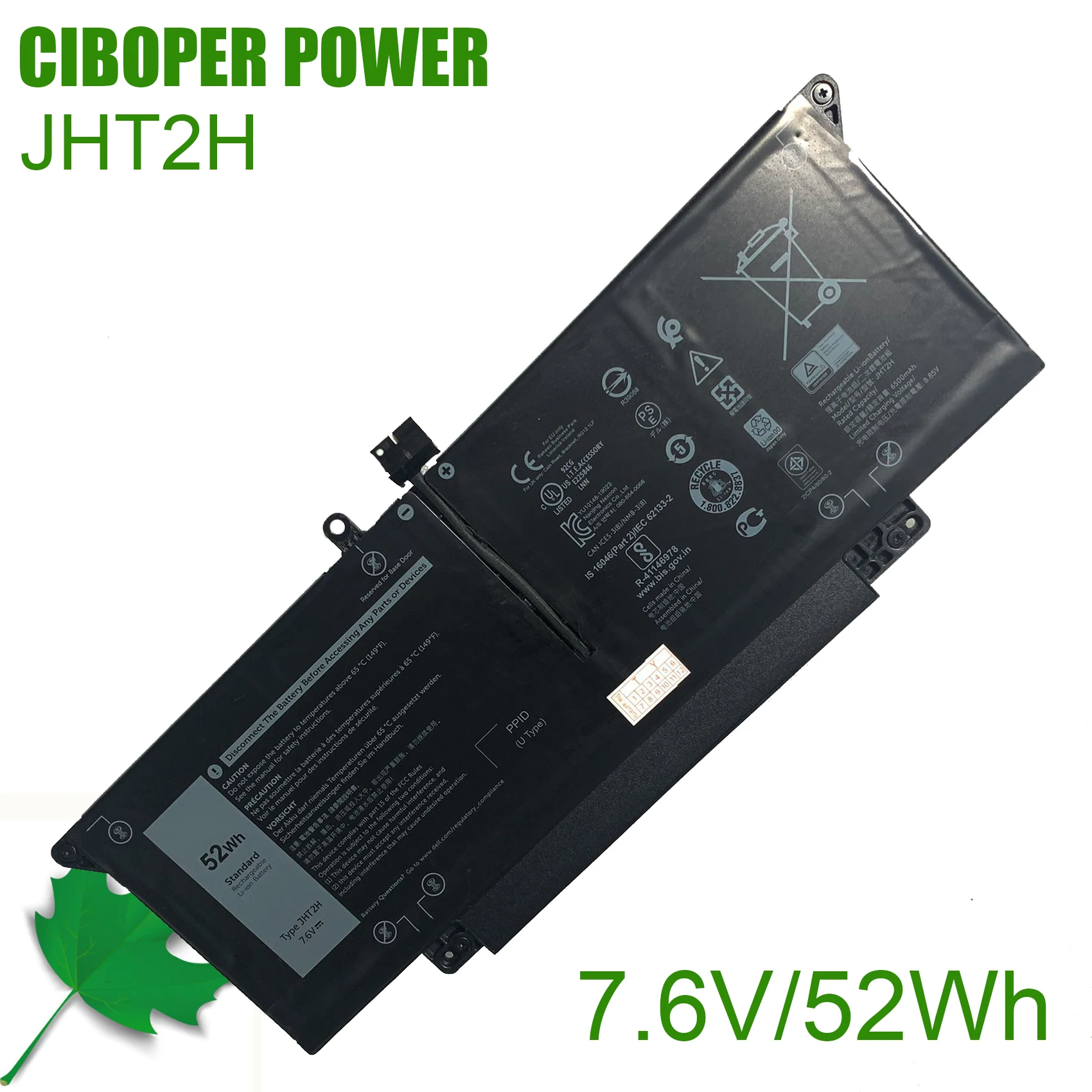 

CP Genuine Laptop Battery JHT2H 7.6V/52Wh 7CXN6 HRGYV T3JWC XMT81 For Latitude 7310 7410 Series Notebook