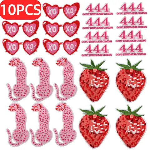Paquete de 10 Parches Termoadhesivos de Pentagrama y Labios 'Kiss Me' para Jeans y Chaquetas, para Sublimación DIY