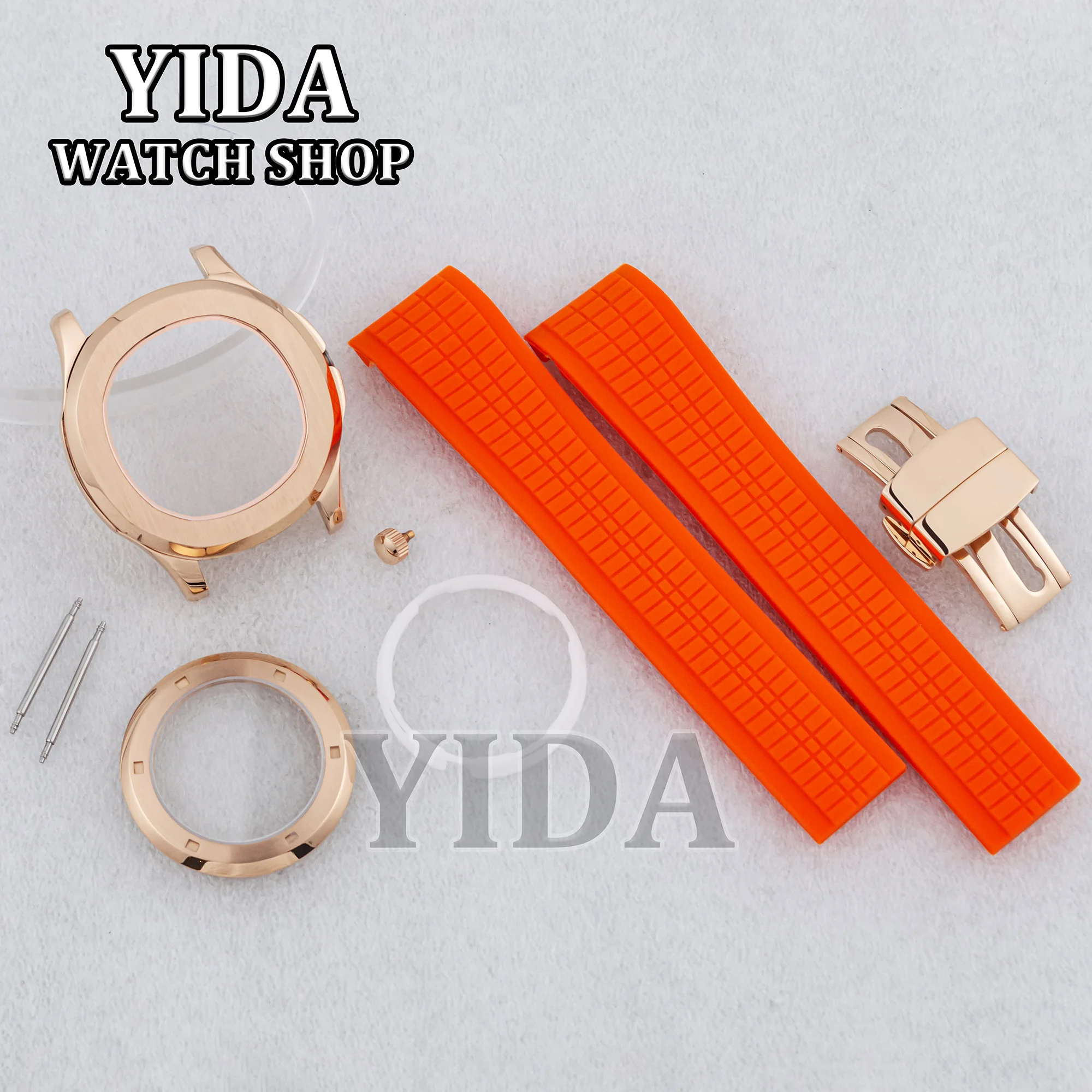 42MM NH35 Watch Case Rubber Wristband Sapphire Glass Watch Replacements for AQUANAUT Nautilus Fit NH35 NH36 Movement Accessories