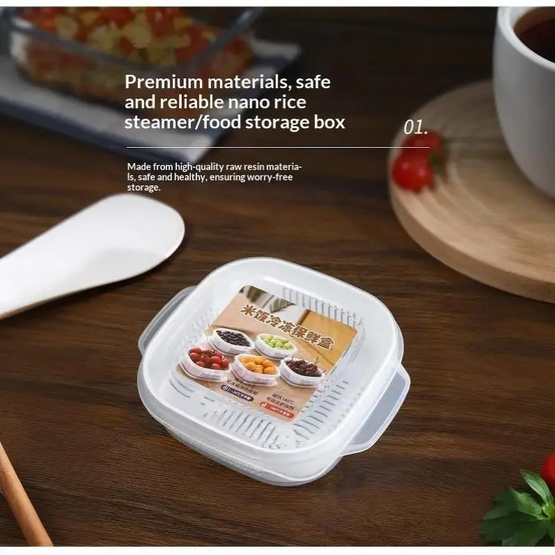 Reusable Microwave Fresh Keeping Rice Box 2/5Pcs Food Safe Leakproof Container for Office Takeaway Lunch