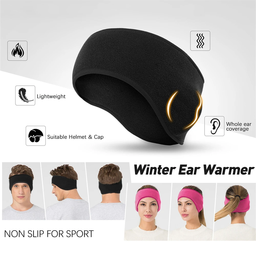 Cache-oreilles doubles pour hommes et femmes, 1 pièce, avec Protection chaude du Ski du front, bandeau Velcro, hiver
