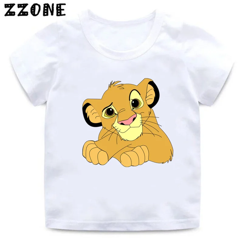 Hot Sale The Lion King Cute Simba Print Cartoon Kids T-Shirts Funny Girls Clothes Baby Boys T shirt Summer Children Tops,ooo5315
