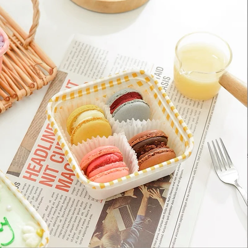 50Sets Vintage Plaid Cake Box Korean Style ice Cream Lunch Box Wedding Party Dessert Container Takeaway Bento Box