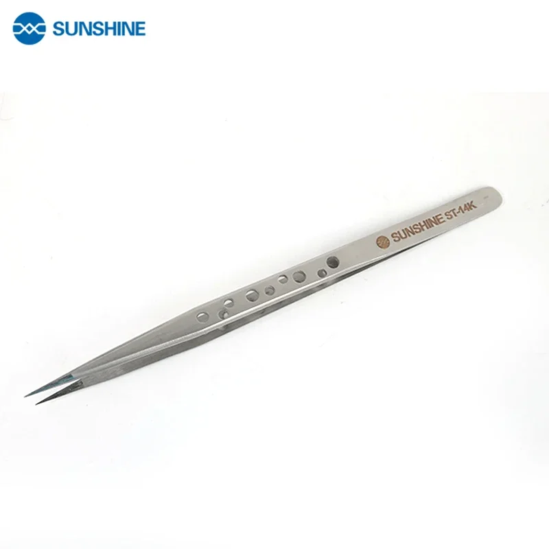 SUNSHINE ST-14K SUNSHINE ST-14K Tweezers ultra-precision straight tweezers With Holes Anti-Static Maintenance Tool For Repair