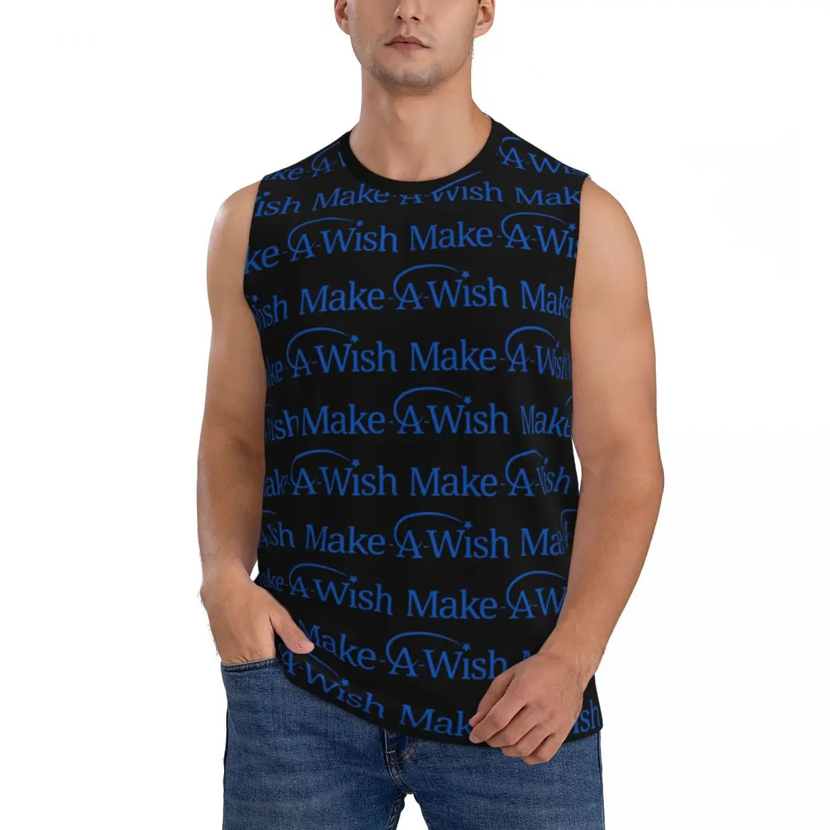Make A Wish Foundation Of America Men Sleeveless Tank Tops Quick Dry Breathable Gym Fitness Running Summer Casual Sport Vest