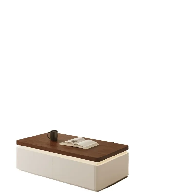 for Cream Wind Solid Wood TV Cabinet Coffee Table Combination Modern Simple Living Room Retro Background Wall Atmosphere