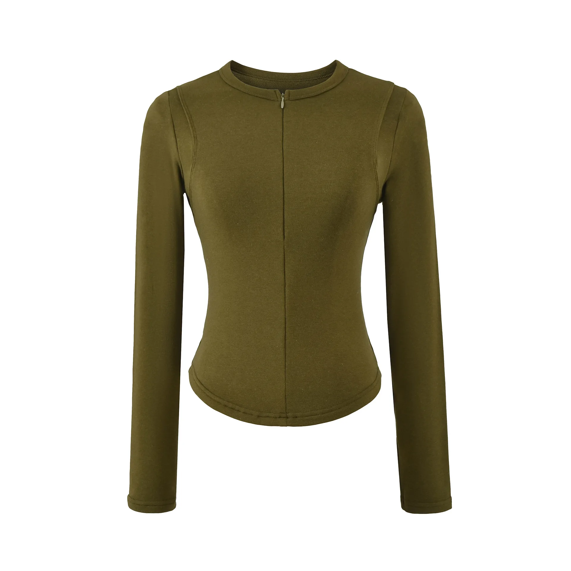 

Новая повседневная теплая футболка Pure Desire с круглым вырезом, на флисовой подкладке, на молнии, облегающая, однотонная, Y6NL