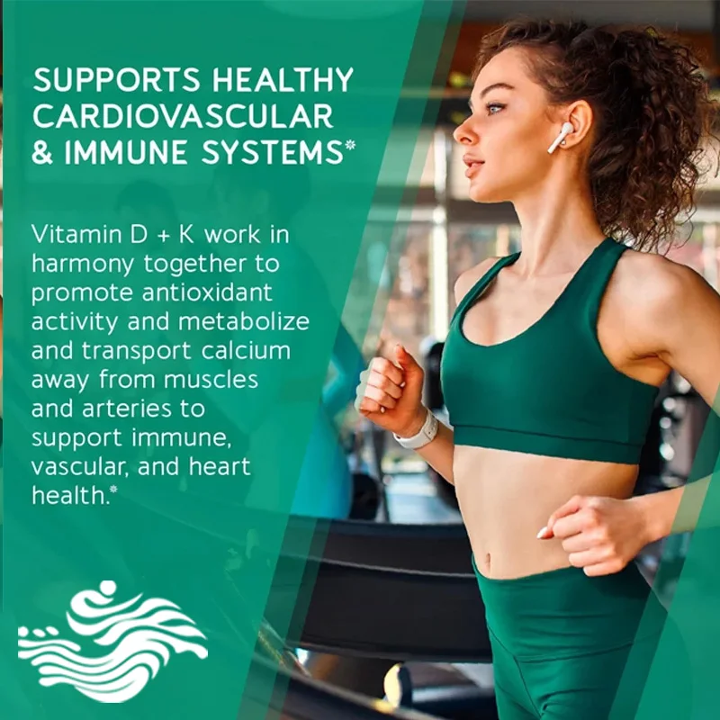 Vitamin D3 K2 60 Capsules ( And 200mcg) Three In One Composite Support, Suitable For Teeth, Heart, And Immune System