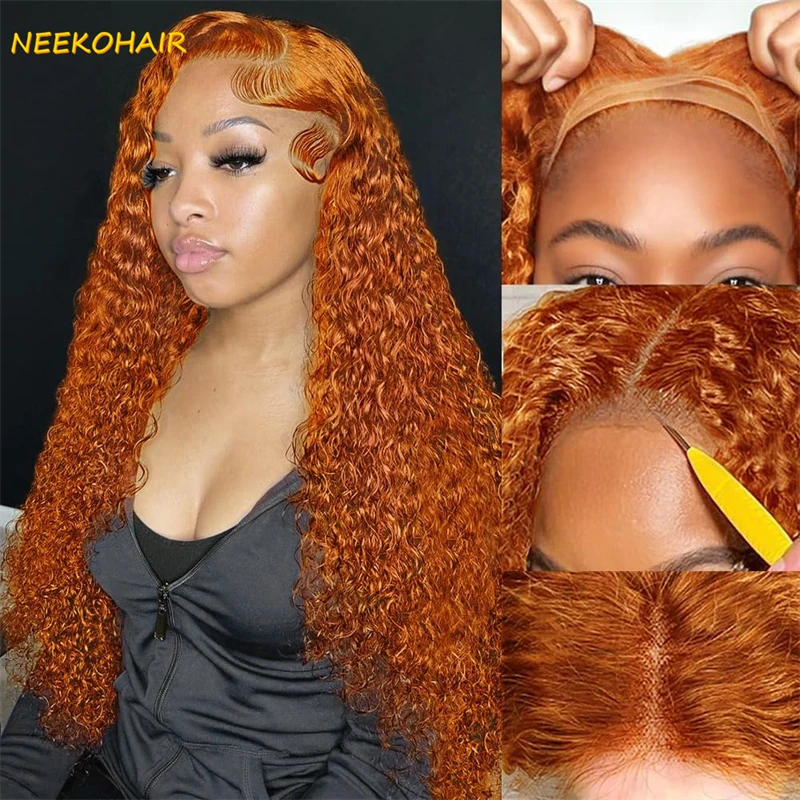

Orange Ginger Lace Front Wig Curly Human Hair Wigs #350 Deep Wave Frontal Wig 13x4 13x6 HD Lace Front Human Hair Wig