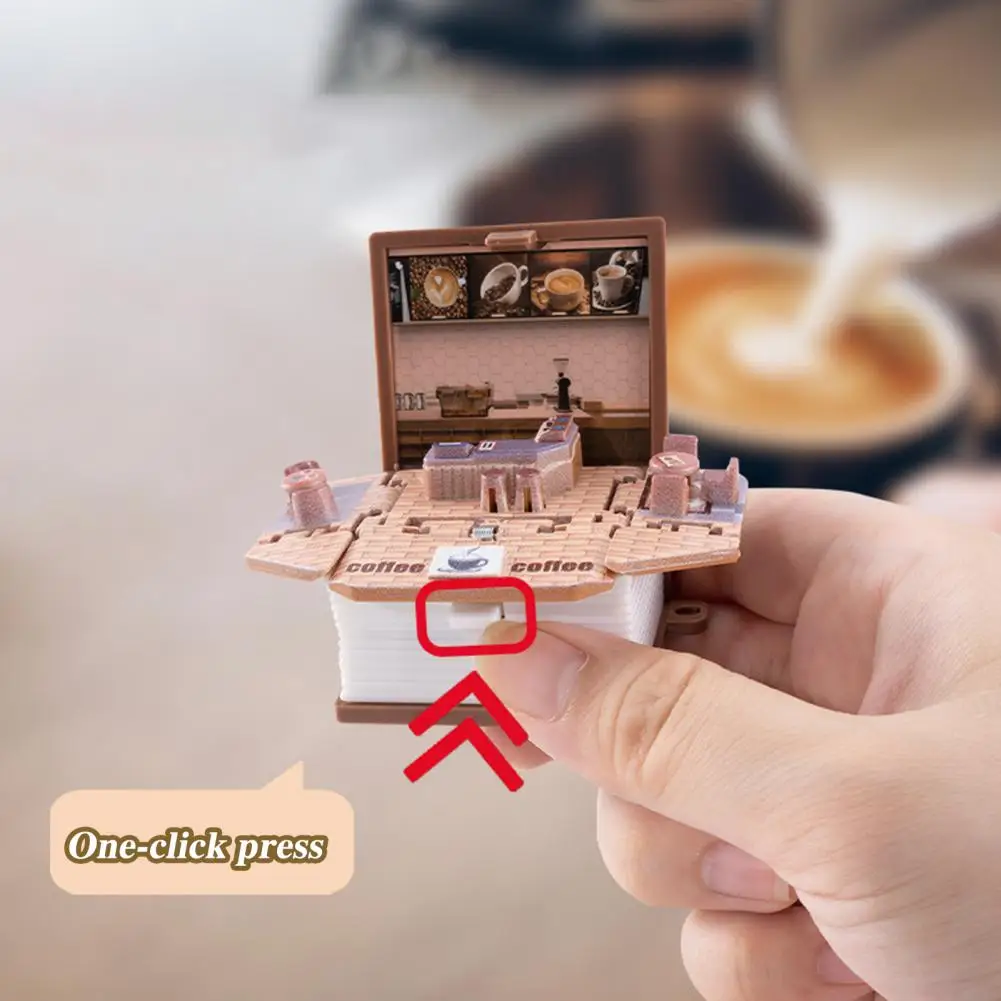 Mini 3D Folding Book Keychain Popping Miniature World Hanging Tiny Coffee Shop Great Wall Castle Foldable Book Keyring Pendant