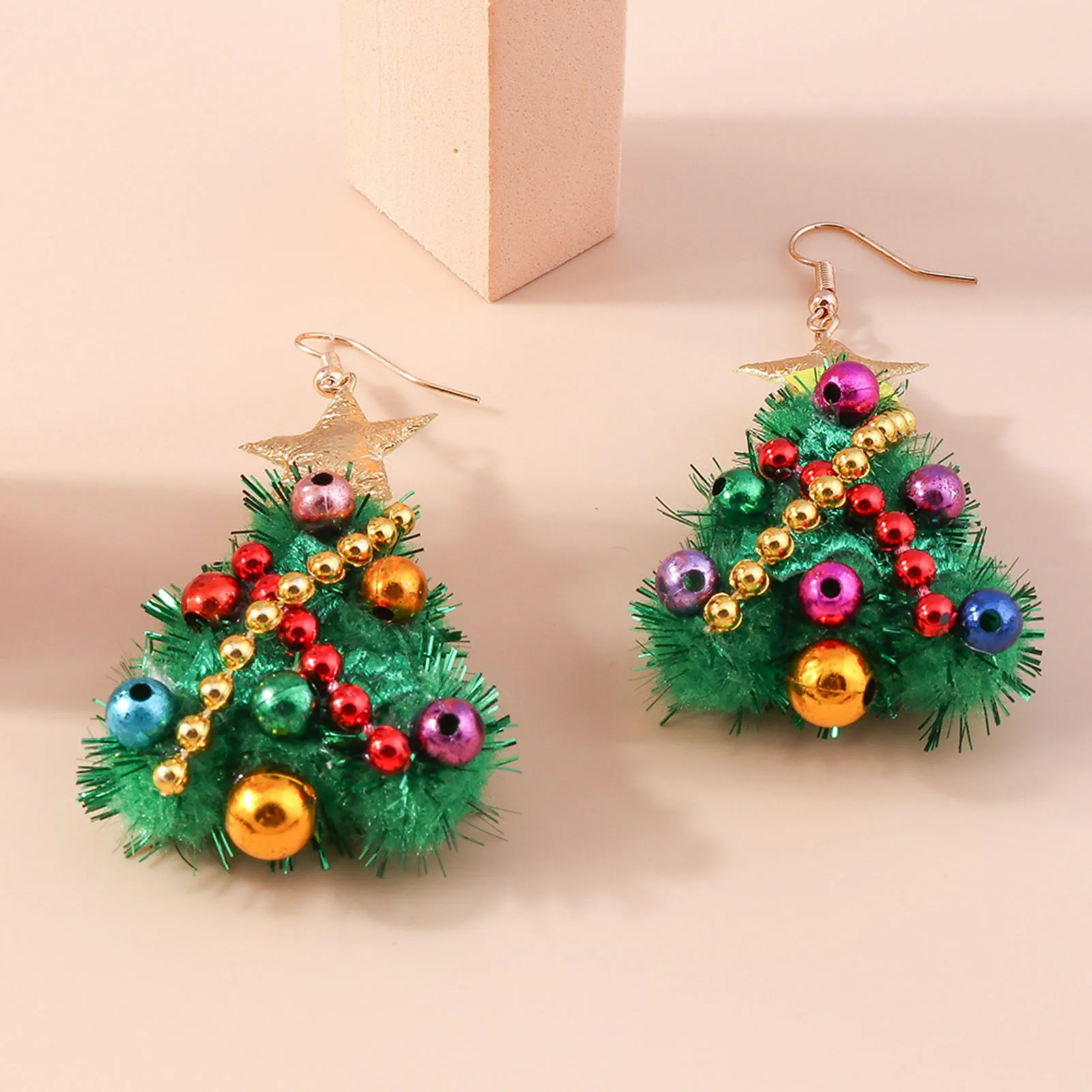 Christmas Tree Drop Earrings Necklace Xmas Earrings Lightweight Felt Lovely Ornaments for Performance Travel Dating Shopping