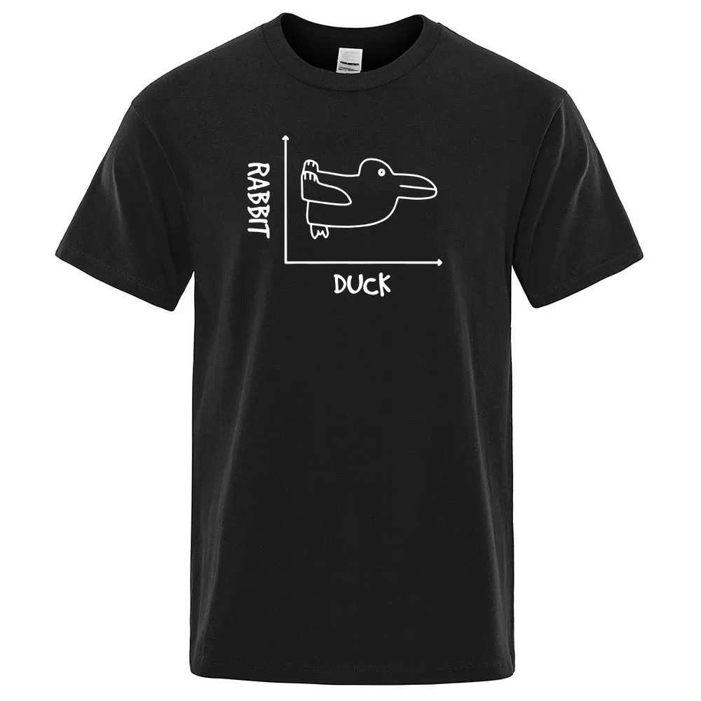 Duck Rabbit Fun Math Print 2025 New Summer Men's Quick Dry Ordinary Thin Short Sleeve Birthday Gift Breathable Top