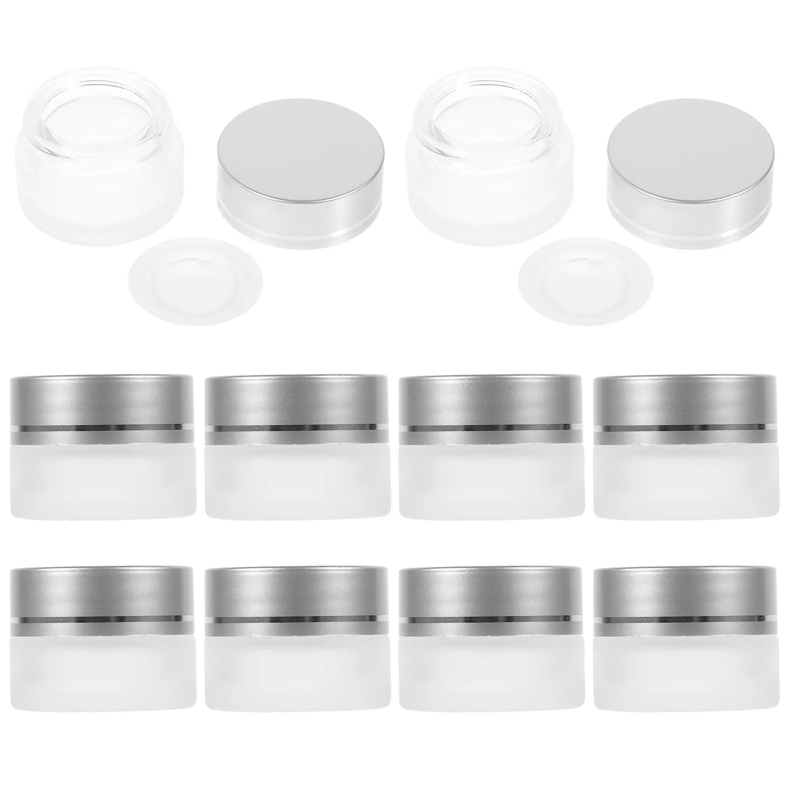 

10 шт. стеклянных флаконов для крема, маленькие круглые контейнеры, портативные, для путешествий, для лосьона, косметики, образцов крема