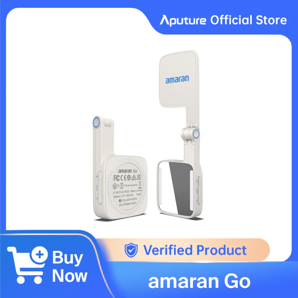 amaran Go Ultra-Compact Built-in Mirrored Mini LED Phone Light Magnetic Mount Versatile Flip Design for Vlog Selfies by Aputure